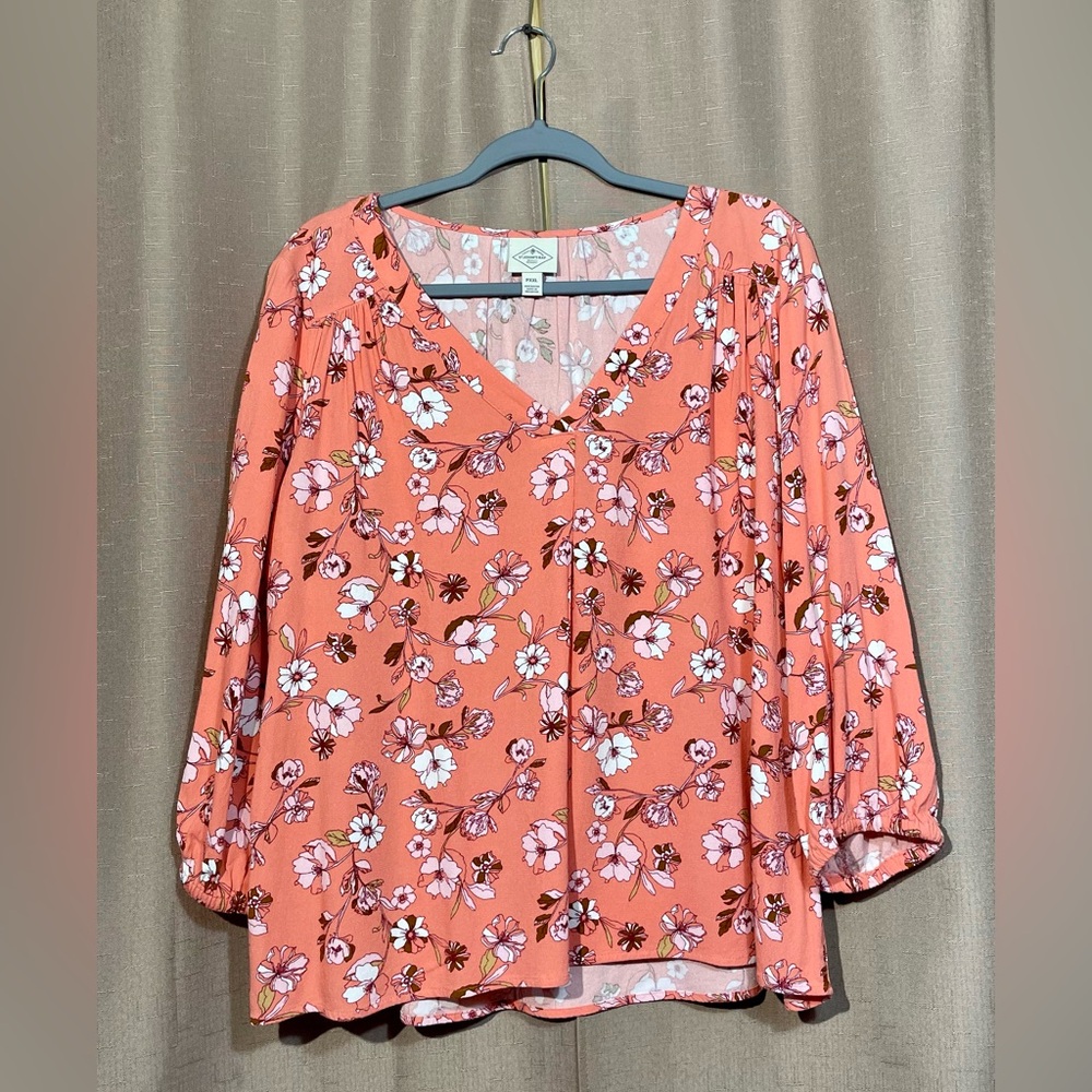 St. John's PXXL Bay Coral Floral Blouse GUC